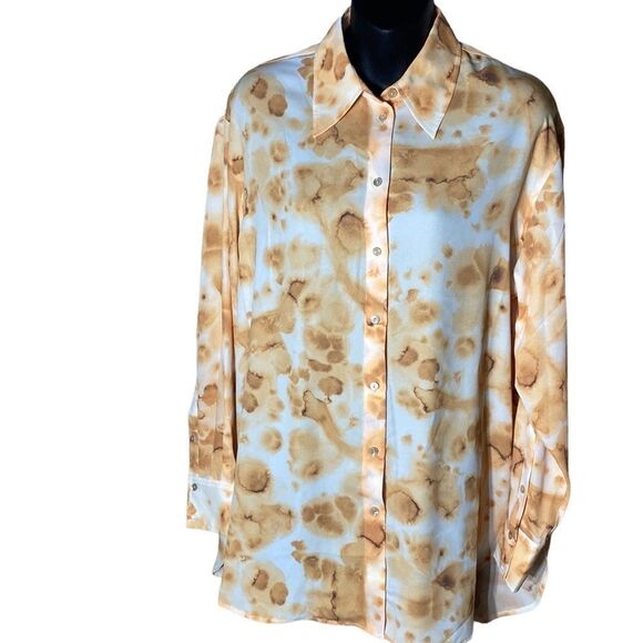 Aritzia Wilfred free Brinkley button up top small yellow white - Picture 5 of 8